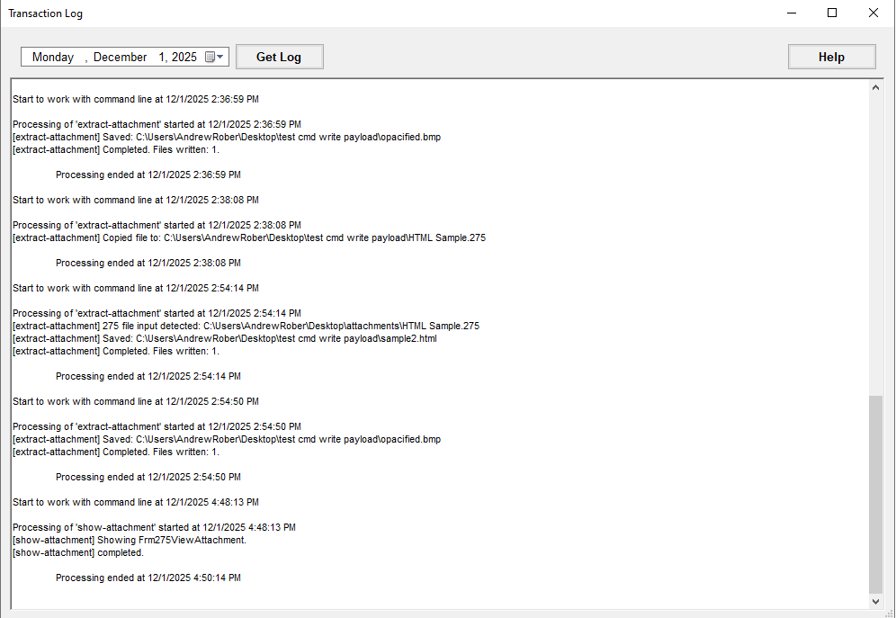 Logs of command line executions. Logs of command line executions.