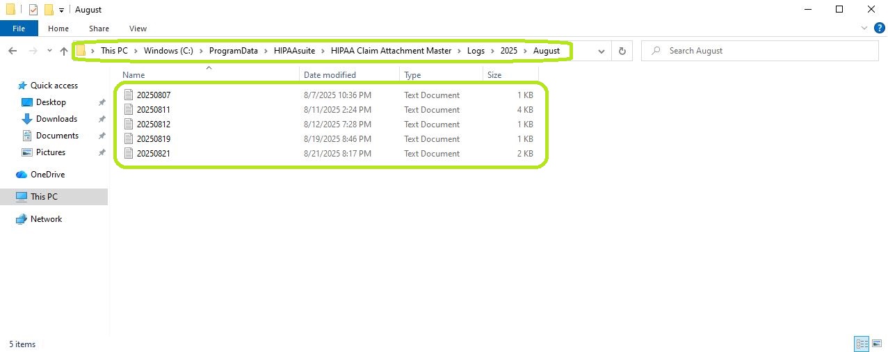 The log text files. The log text files.
