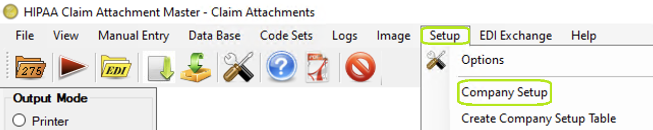 The "Setup" menu and "Company Setup" button. The "Setup" menu and "Company Setup" button.
