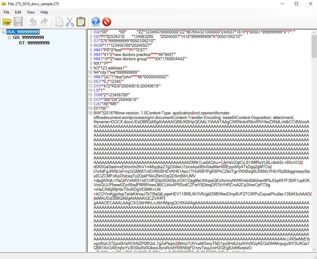 The "EDI Editor" window. The "EDI Editor" window.