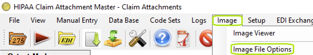 The "Image File Options" menu. The "Image File Options" menu.