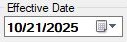 The "Effective Date" box. The "Effective Date" box.
