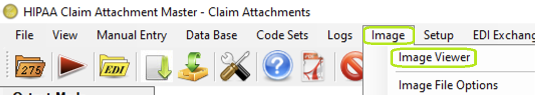 The "Image Viewer" option is in the main menu window. The "Image Viewer" option is in the main menu window.