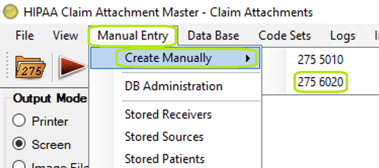 "Manual Entry - Create 275 6020." "Manual Entry - Create 275 6020."