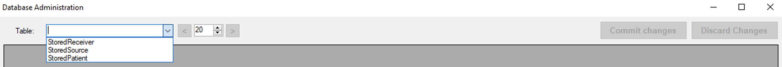 "DB Administration Screen." "DB Administration Screen."