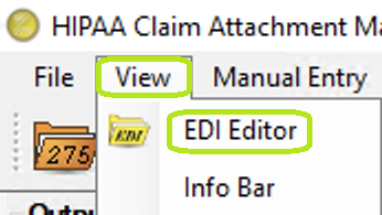 The "EDI Editor" option is under the "View" tab. The "EDI Editor" option is under the "View" tab.