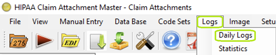 The "Daily Logs" option is in the "Logs" tab. The "Daily Logs" option is in the "Logs" tab.