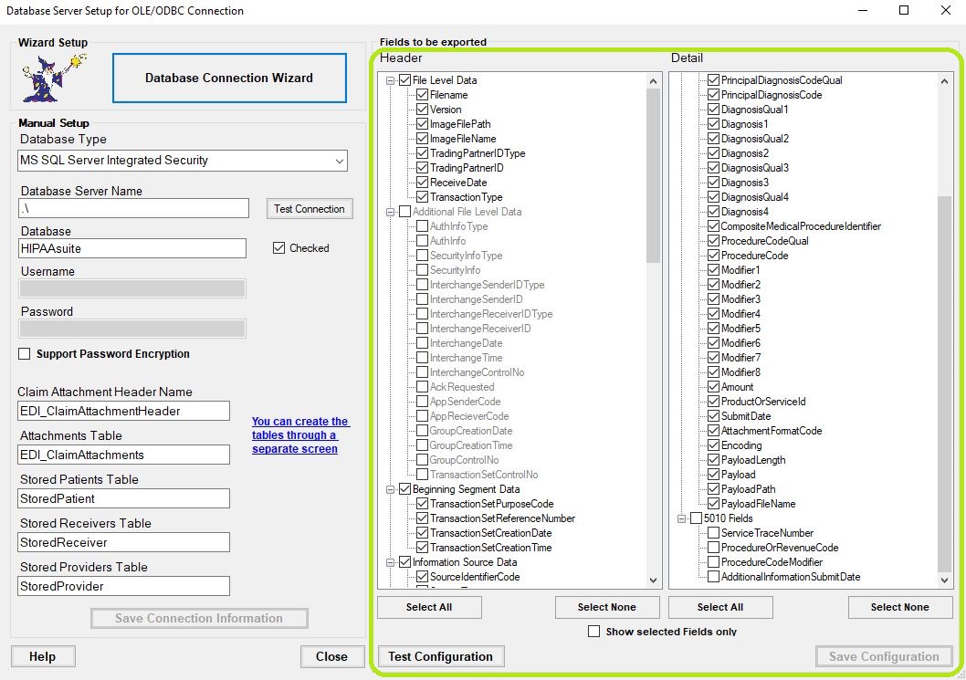 Choose the fields to include in your database tables. Choose the fields to include in your database tables.