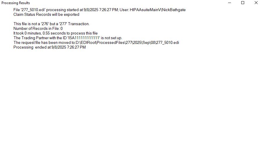 The "Processing Results" window after importing to the database. The "Processing Results" window after importing to the database.