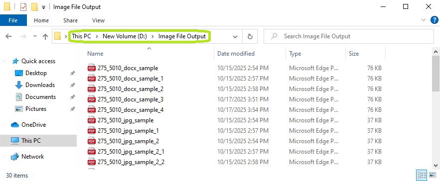 The "Image File Output" folder is where images can be found. The "Image File Output" folder is where images can be found.