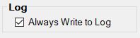 The log setting determines whether process messages will be saved to the log file at all times.