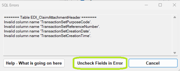 The error window. The error window.
