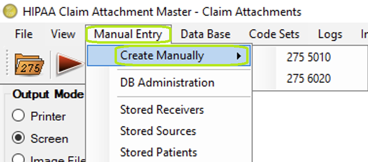 "Manual Entry - Create Manually menu."