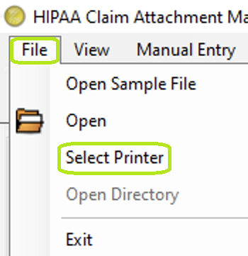 The "Select Printer" option from the "File" tab.