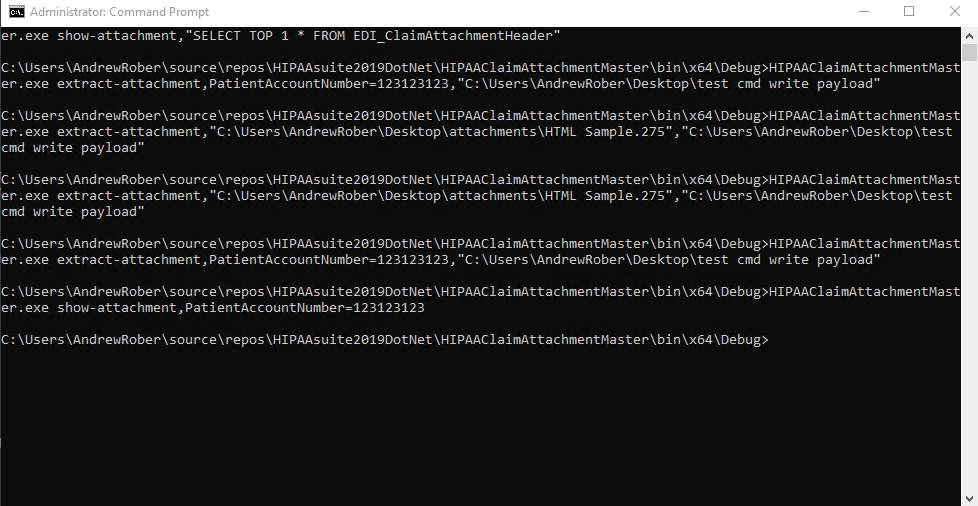 Executed command lines. Executed command lines.