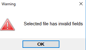 Pop-up message showing the file upload error notification.