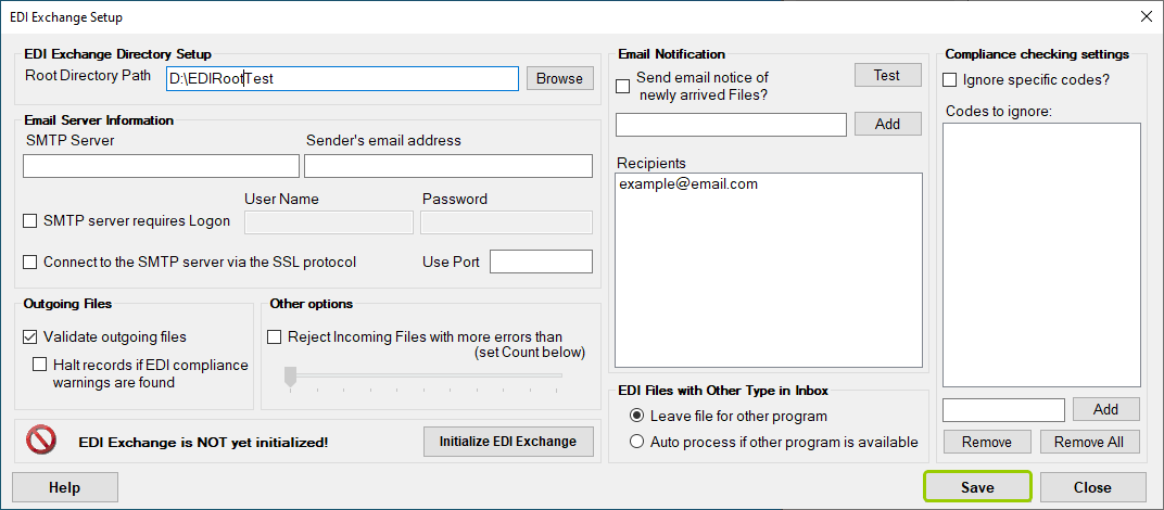 Clicking the "Save" button will keep the root directory path you selected.