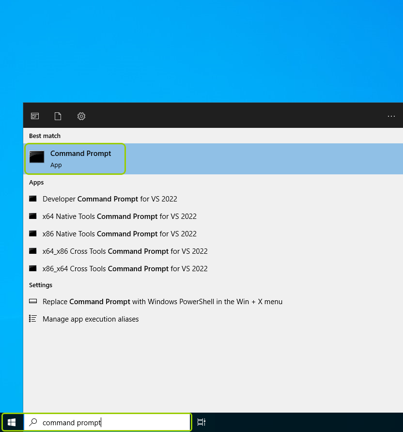 Search for "Command Prompt" in the Start menu of your PC.
