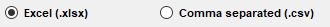 The two file format types are .xlsx and .csv.