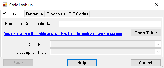 The "Code Look-up" window.