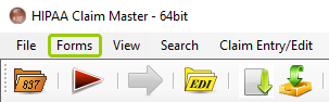 The "Forms"tab in the main menu window.