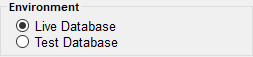 The "Environment" box has two available options.