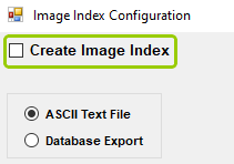 The "Create Image Index" checkbox.