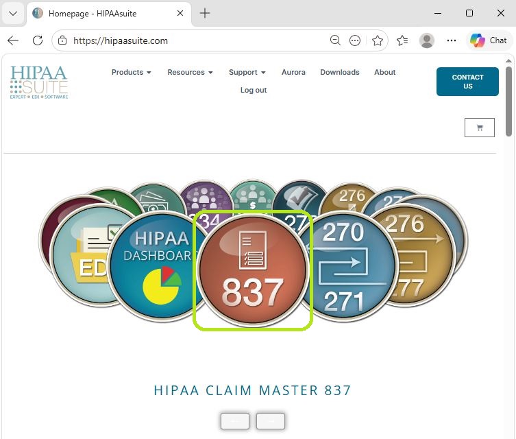 The "837" icon on the HIPAAsuite homepage.