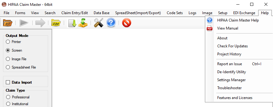 The "Report an Issue" item under the "Help" drop-down menu.