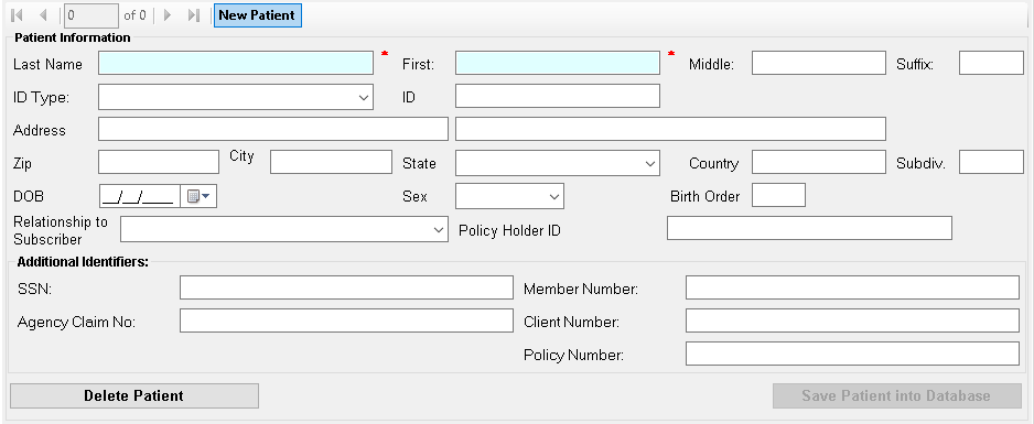 The "Patient Information" panel.