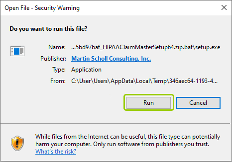 Click "Run" to begin the installation.