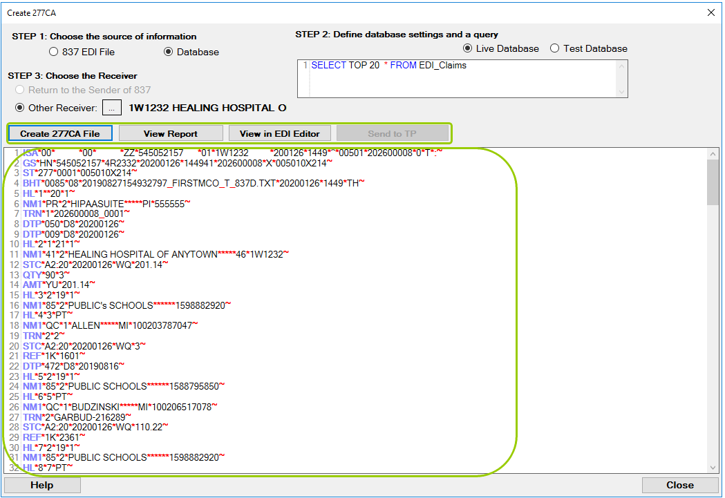 277CA processing options.