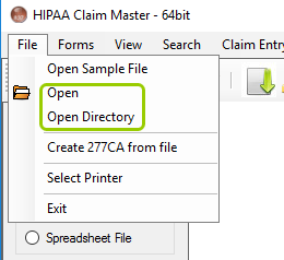 In the "File" tab menu, you can select if you want to open a file or directory.