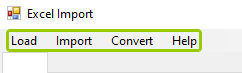 The tab bar with the �Load,� �Import,� "Convert," and �Help� tabs.