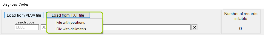 The drop-down menu when clicking the "Load from TXT file" button.