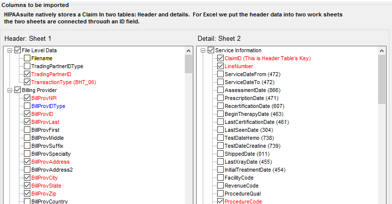 The "Import claims from excel or text file: setup" with the "Filename" unchecked.