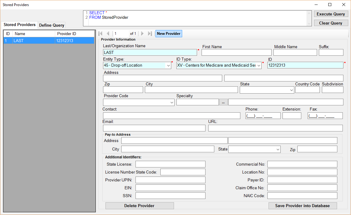 The "Stored Providers" window.