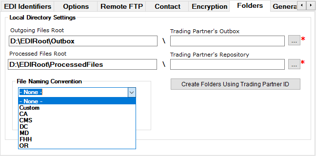 The drop-down menu in the "File Naming Convention" box.