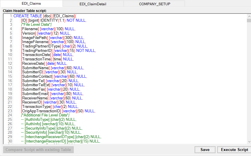 The three tabs contain the different scripts.