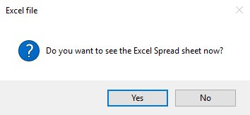 Confirmation pop up to open the Excel spreadsheet.