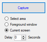 Click the "Capture" button with "Current window" selected to take a screenshot of the window that is open at the time of capture.