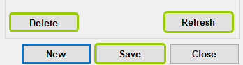 The "Save," "Delete," and "Refresh" buttons.