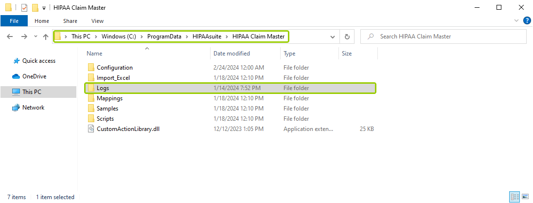 The directory pathway for the daily logs.