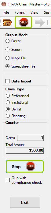 The "Run" button is replaced by a "Stop" button.