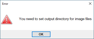 Error pop-up message if an image index is not configured.