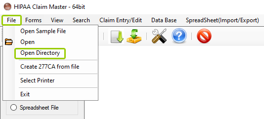 The "Open Directory" option is under the "File" tab.