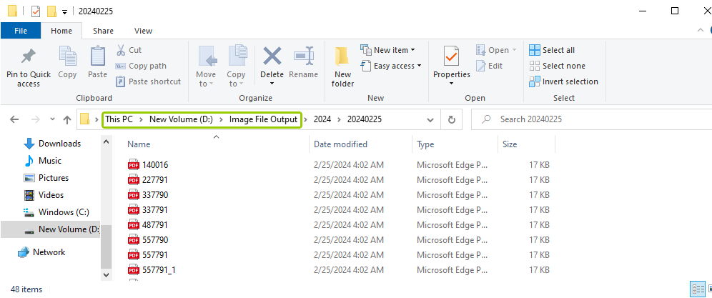 The "Image Index Output" folder is where claim images can be found.