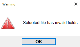 An error pop-up message will state there is an invalid field.