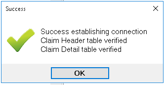 Message pop-up if the connection was established successfully.