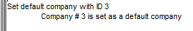 The log entry for the default company after the change.